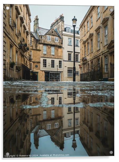 Photography of puddle reflection in cotswold city Bath, somerset, UK Acrylic by Rowena Ko