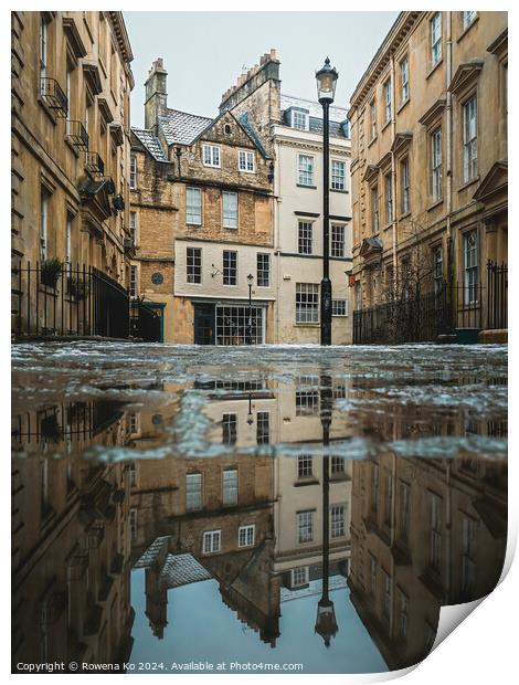 Photography of puddle reflection in cotswold city Bath, somerset, UK Print by Rowena Ko
