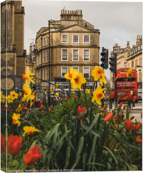 Photography of  floral street in cotswold city Bath, somerset, UK  Canvas Print by Rowena Ko