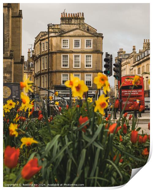 Photography of  floral street in cotswold city Bath, somerset, UK  Print by Rowena Ko