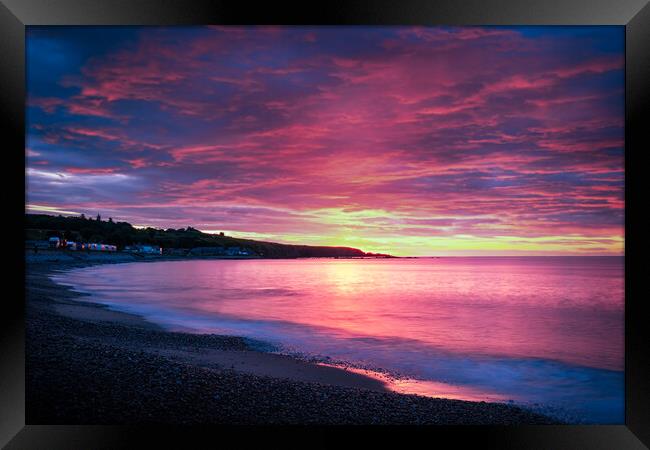 Colourful Sunrise over Stonehaven Bay in Scotland Framed Print by DAVID FRANCIS