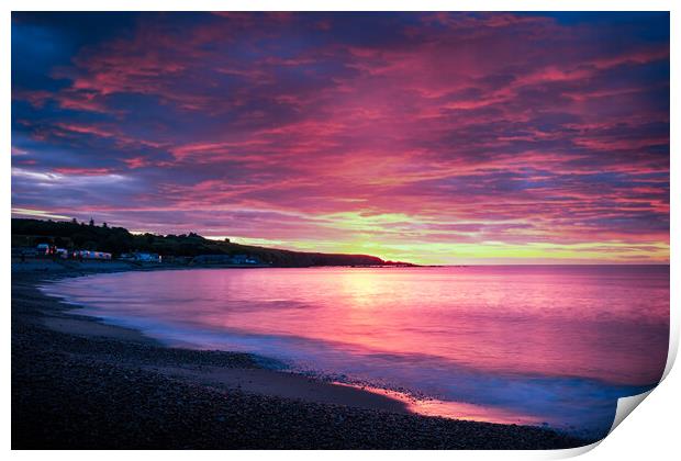 Colourful Sunrise over Stonehaven Bay in Scotland Print by DAVID FRANCIS