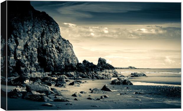 Cliffs at Catterline in Scotland Canvas Print by DAVID FRANCIS