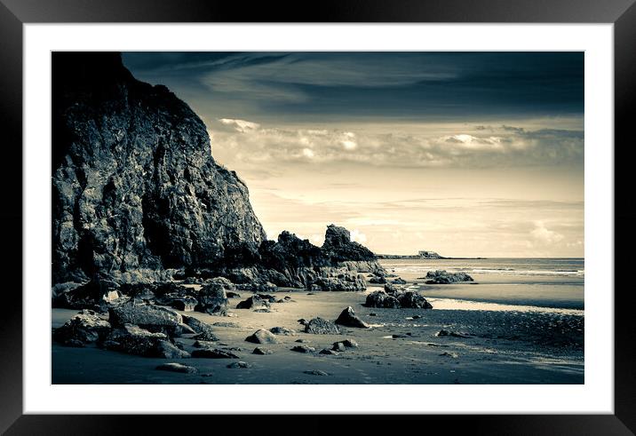 Cliffs at Catterline in Scotland Framed Mounted Print by DAVID FRANCIS