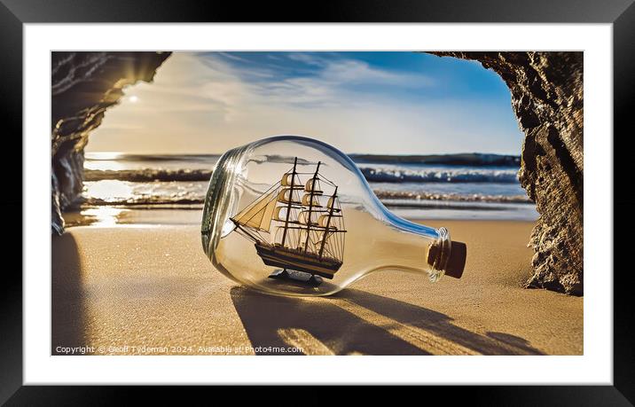 Ship in a bottle Framed Mounted Print by Geoff Tydeman