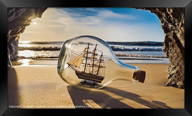 Ship in a bottle Framed Print by Geoff Tydeman