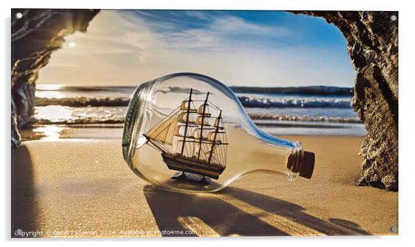 Ship in a bottle Acrylic by Geoff Tydeman