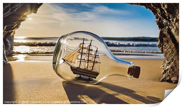 Ship in a bottle Print by Geoff Tydeman
