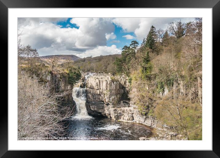 High Force Waterfall, Teesdale, in Spring sunshine Framed Mounted Print by Richard Laidler