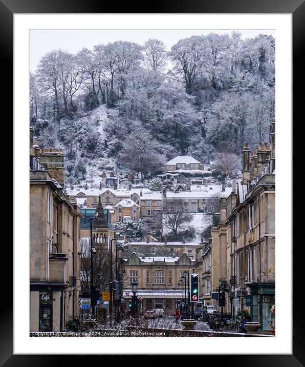 Snow Scenery of the cotswold city Bath Framed Mounted Print by Rowena Ko