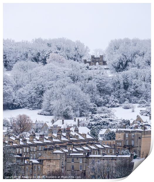 Snow Scenery of the cotswold city Bath Print by Rowena Ko
