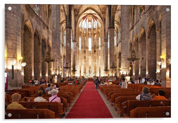 Basilica of Santa Maria del Mar Interior in Barcelona Acrylic by Artur Bogacki