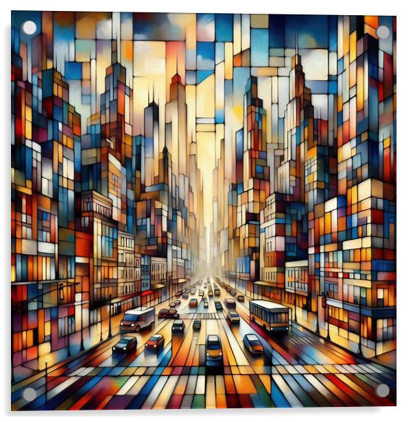 New York Cubism Acrylic by Scott Anderson