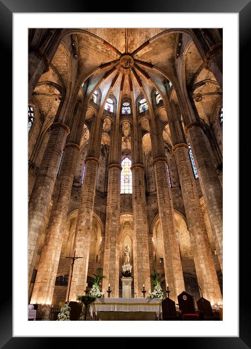 Basilica of Santa Maria del Mar Interior in Barcelona Framed Mounted Print by Artur Bogacki