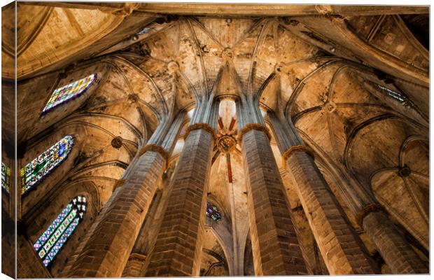 Interior of the Basilica of Santa Maria del Mar in Barcelona Canvas Print by Artur Bogacki