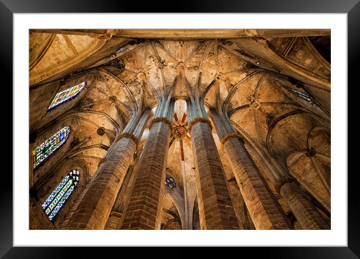 Interior of the Basilica of Santa Maria del Mar in Barcelona Framed Mounted Print by Artur Bogacki