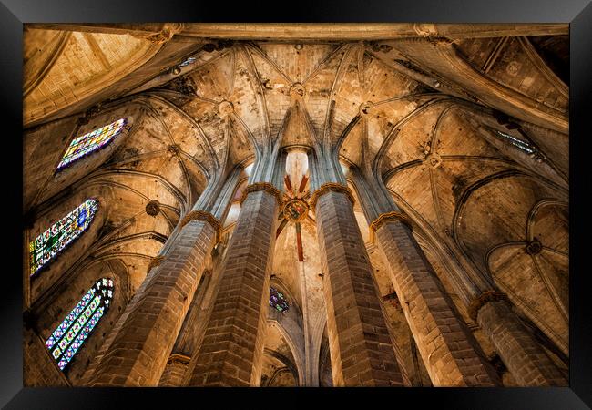 Interior of the Basilica of Santa Maria del Mar in Barcelona Framed Print by Artur Bogacki