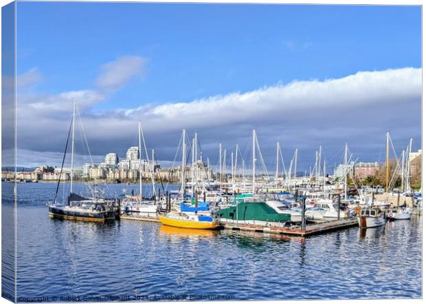Boats in harbour  Canvas Print by Robert Galvin-Oliphant