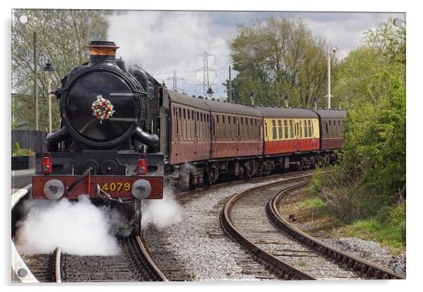 Steam locomotive 4079 Pendennis Castle. Acrylic by David Birchall