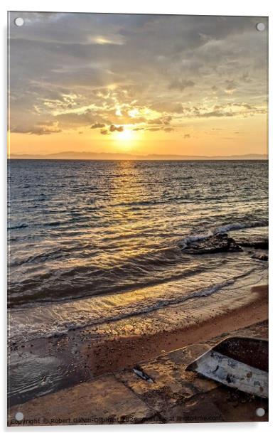 Golden beach sunrise Acrylic by Robert Galvin-Oliphant