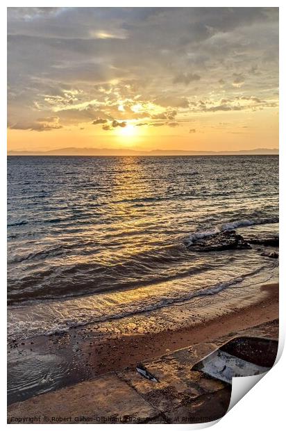 Golden beach sunrise Print by Robert Galvin-Oliphant