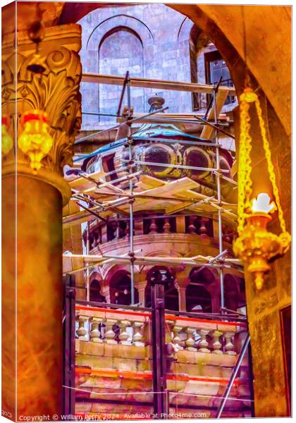 Jesus Tomb Construction Church Holy Sepulchre Jerusalem Israel Canvas Print by William Perry