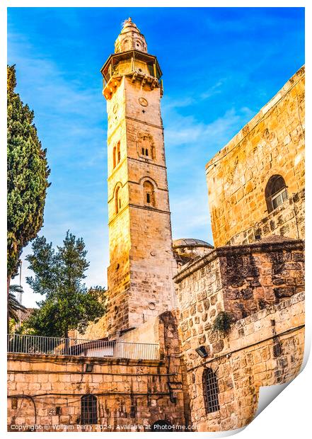 Islamic Minaret Mosque of Omar Islamic Mosque Jerusalem Israel  Print by William Perry