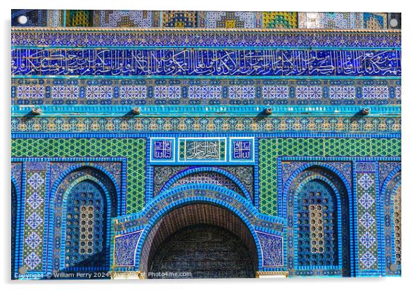 Dome Rock Islamic Decorations Islamic Mosque Jerusalem Israel  Acrylic by William Perry
