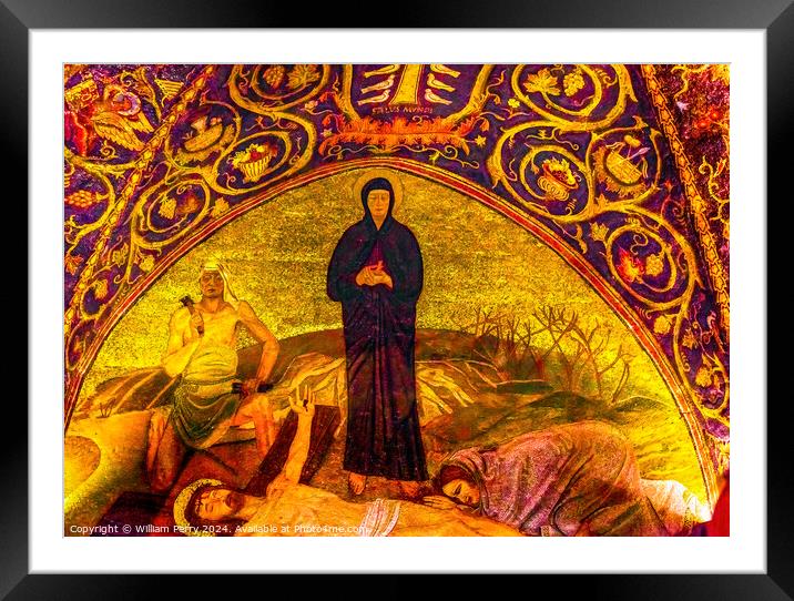 Mary Dead Jesus Mosaic Holy Sepulchre Jerusalem Israel Framed Mounted Print by William Perry