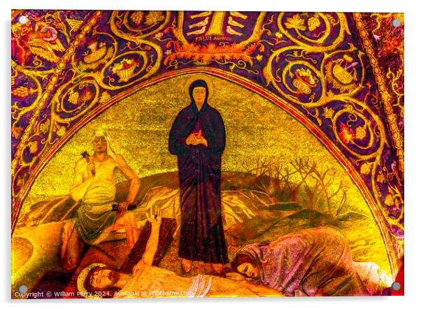 Mary Dead Jesus Mosaic Holy Sepulchre Jerusalem Israel Acrylic by William Perry