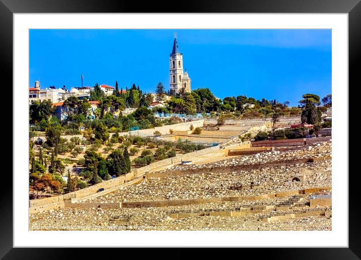 Mount of Olives Jewish Cemeteries Church of Ascension Jerusalem  Framed Mounted Print by William Perry