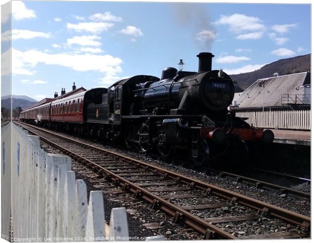 Steam in the Highlands - Ivatt 2MT at Aviemore 2 Canvas Print by Lee Osborne