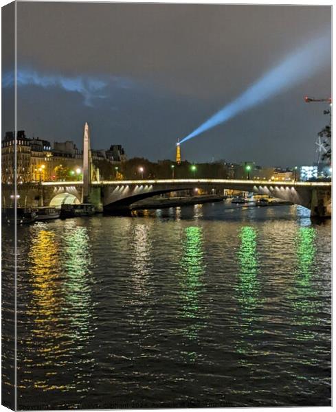 Evening Eiffel tower spotlight  Canvas Print by Robert Galvin-Oliphant
