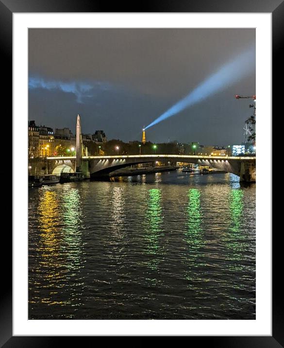 Evening Eiffel tower spotlight  Framed Mounted Print by Robert Galvin-Oliphant