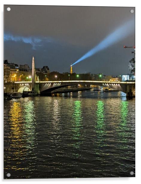 Evening Eiffel tower spotlight  Acrylic by Robert Galvin-Oliphant