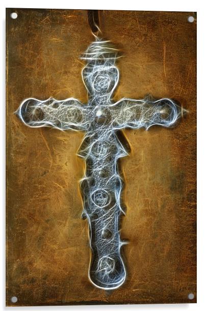 Crucifix art Acrylic by Sam Smith