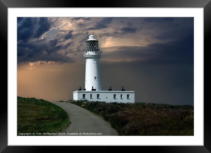 Storm at Flamborough Head Lighthouse Framed Mounted Print by Tom McPherson
