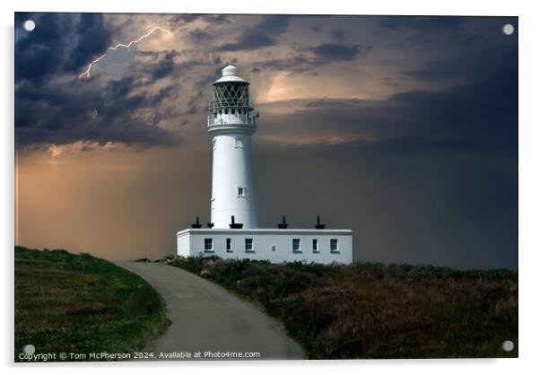 Storm at Flamborough Head Lighthouse Acrylic by Tom McPherson