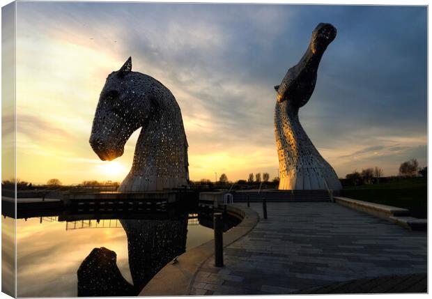 Sunset Kelpies  Canvas Print by Anthony McGeever