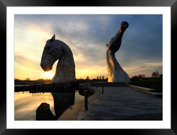 Sunset Kelpies  Framed Mounted Print by Anthony McGeever