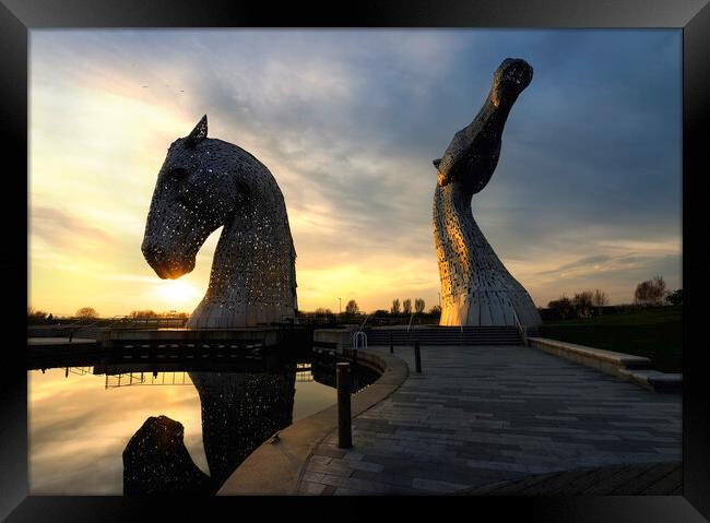 Sunset Kelpies  Framed Print by Anthony McGeever