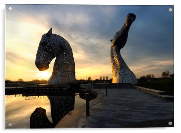 Sunset Kelpies  Acrylic by Anthony McGeever