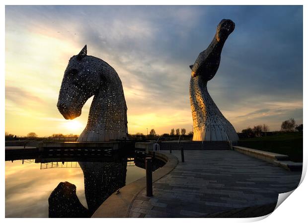 Sunset Kelpies  Print by Anthony McGeever