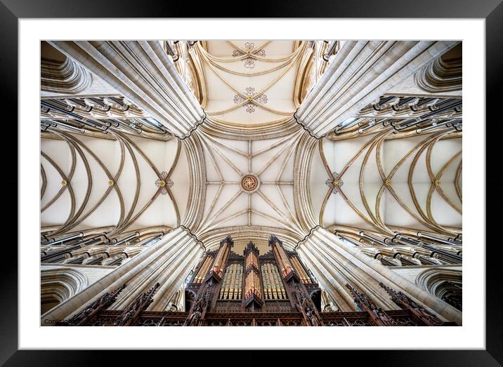 Gothic ceiling of Beverley Minster, East Riding of Framed Mounted Print by Martin Williams