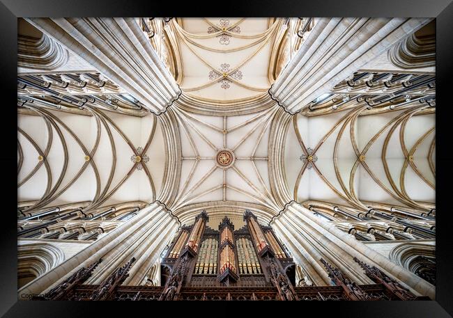 Gothic ceiling of Beverley Minster, East Riding of Framed Print by Martin Williams