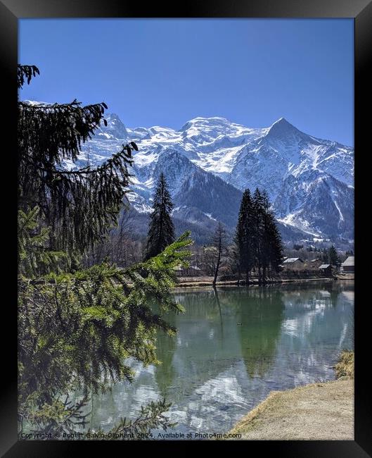 Lake and snowy Alps Framed Print by Robert Galvin-Oliphant