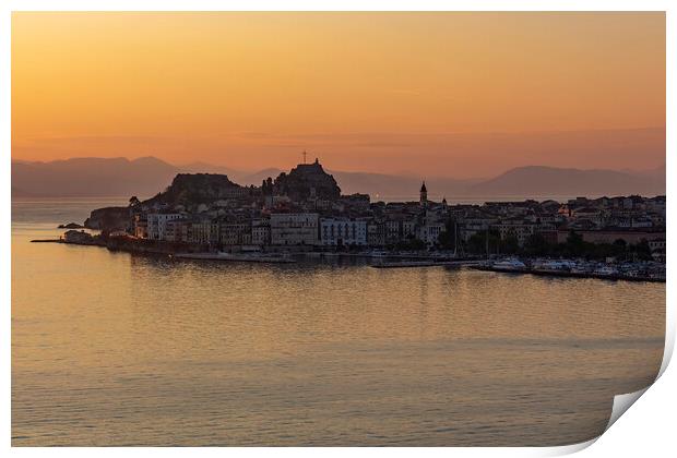 Dawn over Corfu Town, Greece Print by Kevin Hellon