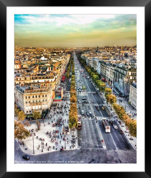 Avenue Champs Elysees Paris Framed Mounted Print by Dark Blue Star