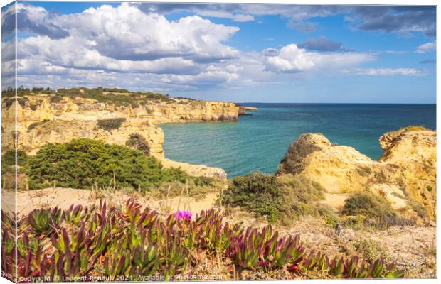 Landscape with cliffs in the coast near Albufeira, Portugal Canvas Print by Laurent Renault