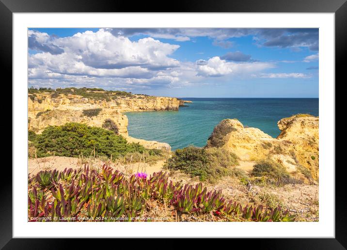 Landscape with cliffs in the coast near Albufeira, Portugal Framed Mounted Print by Laurent Renault